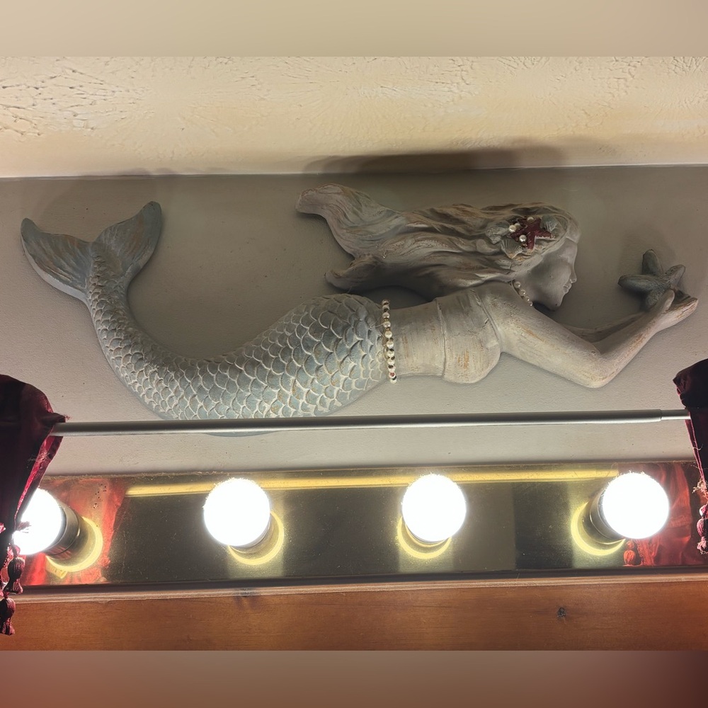Huge MERMAID SCULPTURE 25x10 with pearls starfish jewelry - Picture 15 of 16